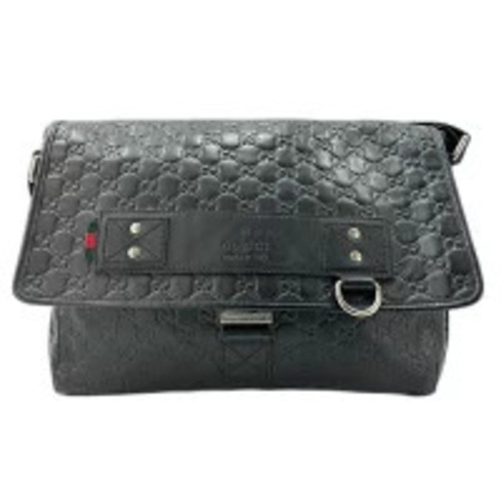 Gucci Guccissima Shoulder Bag Leather Black